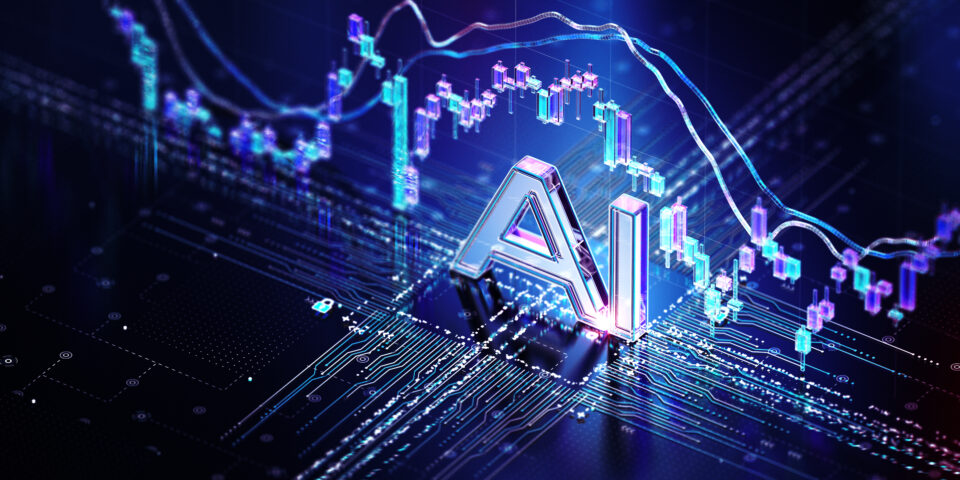 An overview of an AI trading platform displaying real-time stock analytics and market trends.