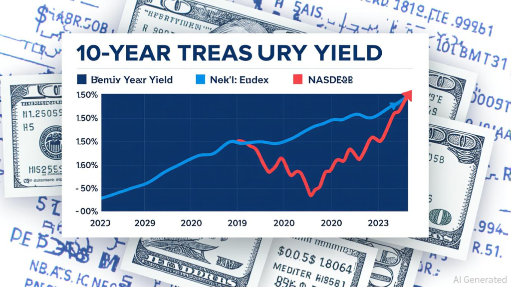 A chart displaying historical trends in U.S Treasury bond yields alongside corresponding equity market reactions during periods of rate changes.